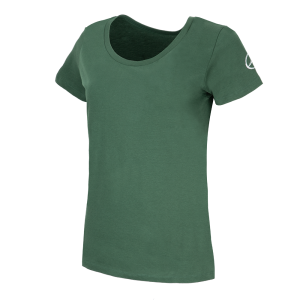 T-shirt da donna verde bottiglia con camion